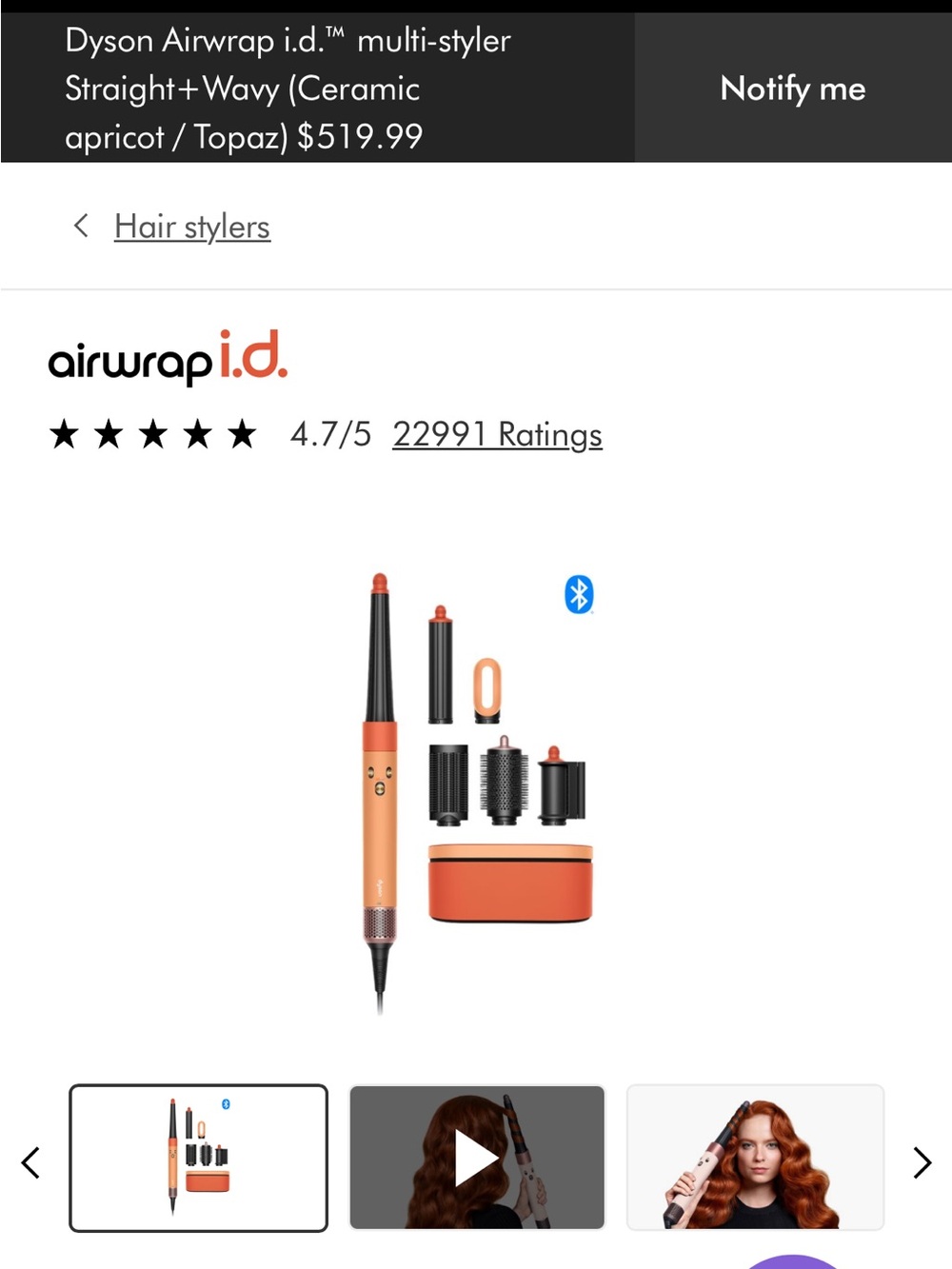 Dyson Airwrap i.d. Multi-Styler in blue and orange